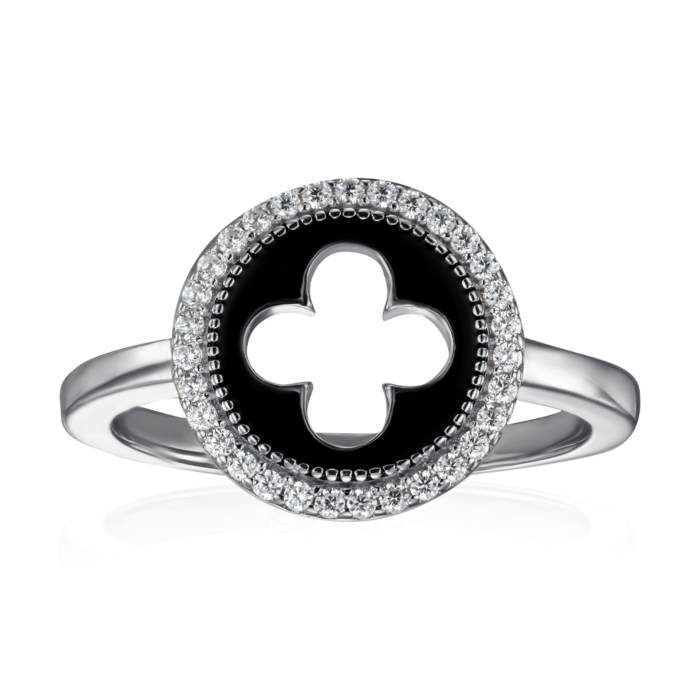 12345 Срібна каблучка з емаллю та фіанітами. Артикул ML14421A-R/12/627 12345 грн2,050 12345