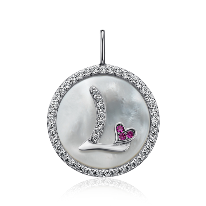 Серебряная подвеска с фианитами и перламутром. Артикул MP14294A-P/12/4489