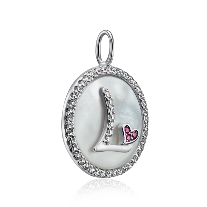 Серебряная подвеска с фианитами и перламутром. Артикул MP14294A-P/12/4489