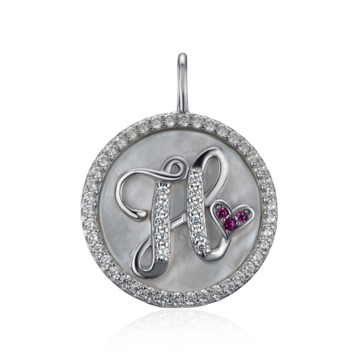 Серебряная подвеска с фианитами и перламутром. Артикул MP14306A-P/12/4489