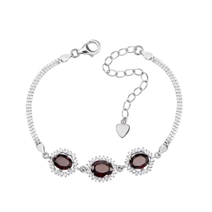 12345 Срібний браслет з гранатом і фіанітами. Артикул NA540-B/12/6224 12345 грн8,736 12345