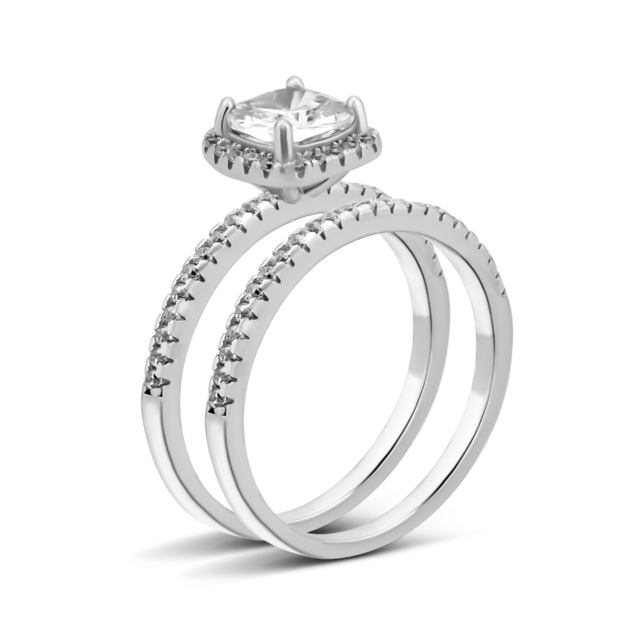 12345 Набірна подвійна срібна каблучка з фіанітами.Артикул UG5SZDR00166 12345 грн1,935 12345