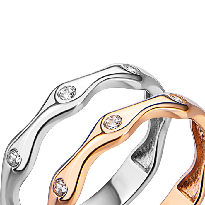 12345 Набірна подвійна золота каблучка з фіанітами. Артикул UG51/101/020 12345 грн10,866 12345