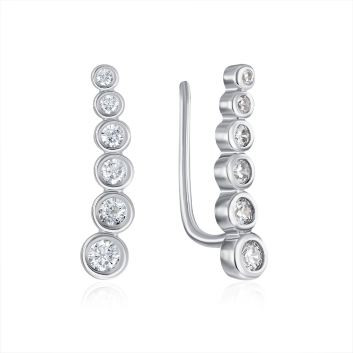 12345 Срібні сережки-кафи з фіанітами. Артикул OE02134B-E/12/1 12345 грн1,445 12345