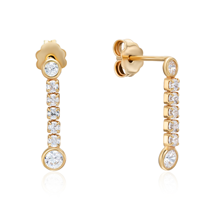 12345 Срібні позолочені сережки з фіанітами. Артикул ORT 8959 G-E/20/1 12345 грн1,017.00 12345