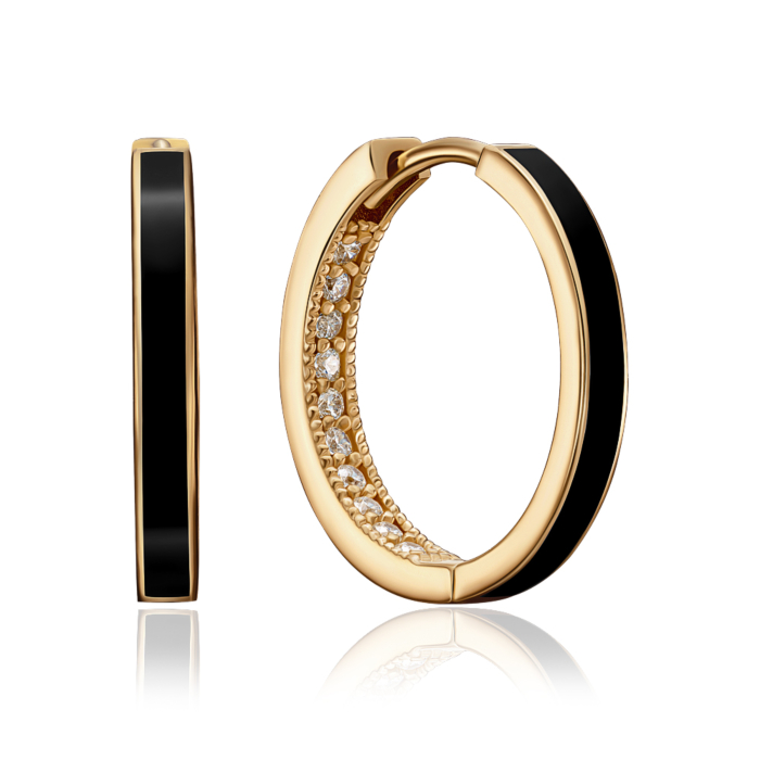 12345 Золоті сережки з емаллю та фіанітами. Артикул P-K-3144-E/03/21037 12345 грн13,017 12345