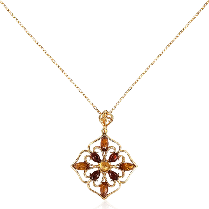 12345 Срібне кольє з бурштином. Артикул P943M-R+CHAIN18-K/20/2787 12345 грн5,727 12345