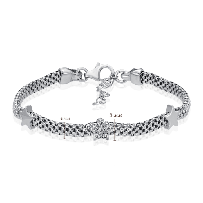 12345 Срібний браслет «Зірки» з фіанітами. Артикул BCPXX000116-B/12/1 12345 грн2,941 12345