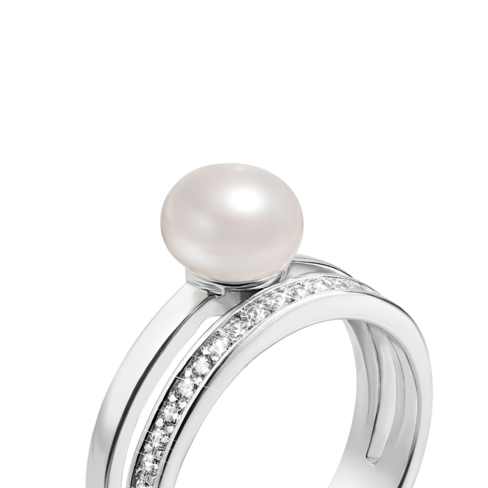 12345 Срібна каблучка з перлиною і фіанітами. Артикул PRS1868-R 12345 грн5,002 12345