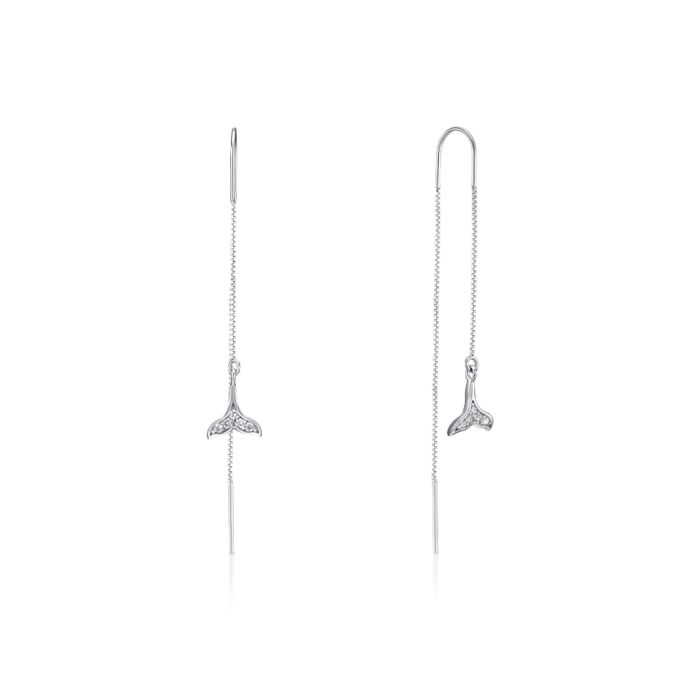 Серебряные серьги-протяжки с фианитами. Артикул SE00485-E/12/1