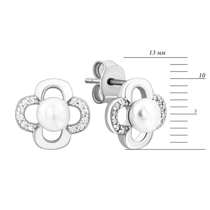 12345 Срібні пусети з перлами і фіанітами. Артикул UG5SE00660 12345 грн1,443 12345