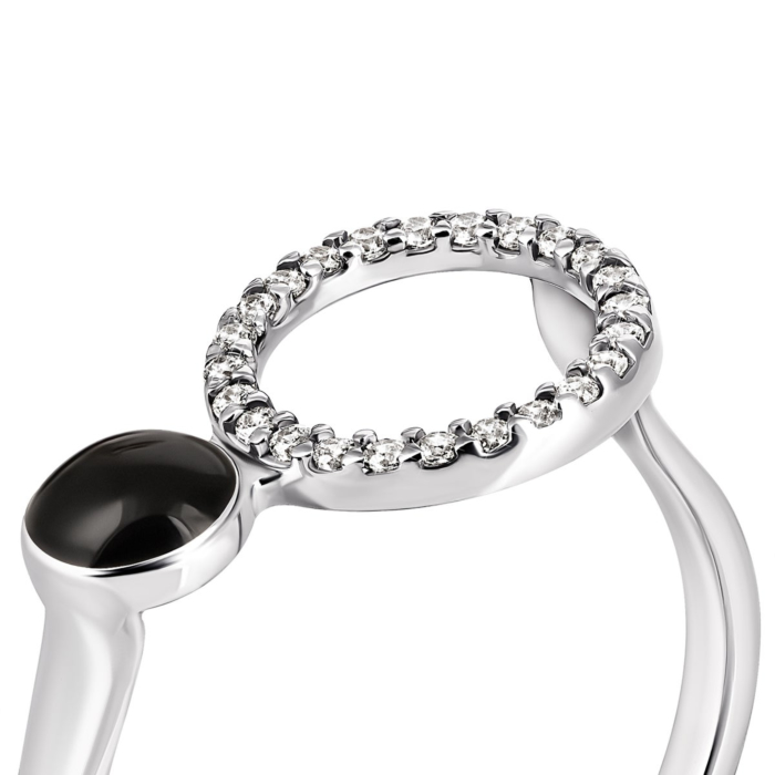 12345 Срібна каблучка з фіанітами та ємаллю. Артикул UG5КВ1276с 12345 грн1,052 12345