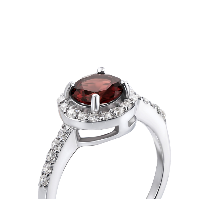12345 Срібна каблучка з гранатом і фіанітами. Артикул Тд0008/гр-R 12345 грн2,610 12345