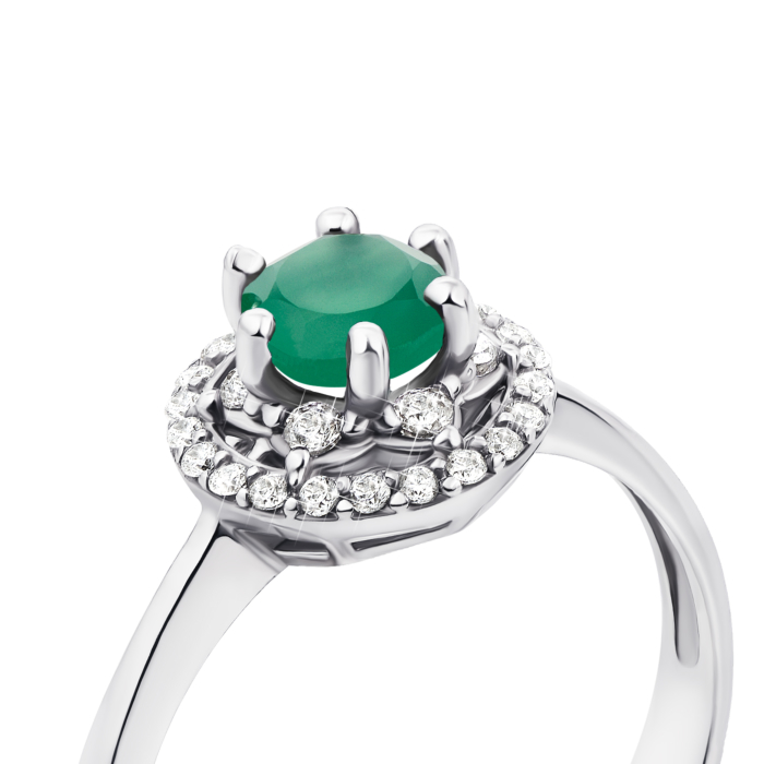 12345 Срібна каблучка з зеленим агатом і фіанітами (1727/9р) 12345 грн2,036 12345