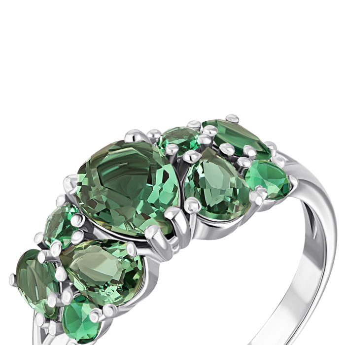 12345 Срібна каблучка з зеленим кварцом і фіанітами.Артикул UG51650/1р-QGR 12345 грн3,340 12345