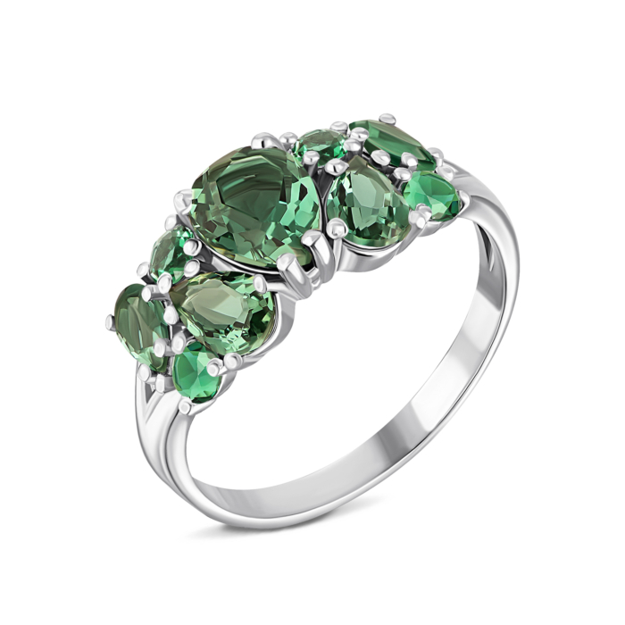 12345 Срібна каблучка з зеленим кварцом і фіанітами.Артикул UG51650/1р-QGR 12345 грн3,340 12345
