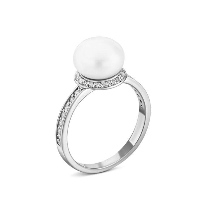 12345 Срібна каблучка з перлиною і фіанітами.Артикул UG58059 Р/8.5 12345 грн1,727 12345