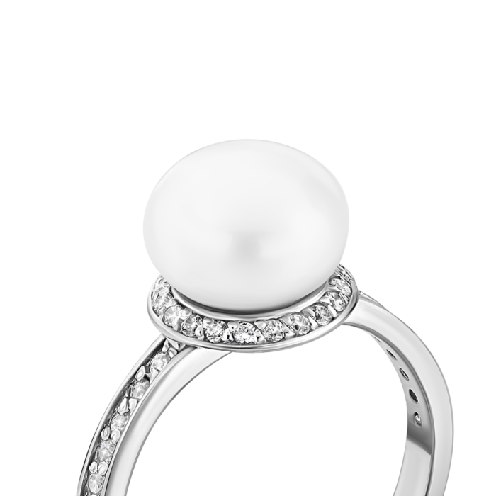 12345 Срібна каблучка з перлиною і фіанітами.Артикул UG58059 Р/8.5 12345 грн1,727 12345