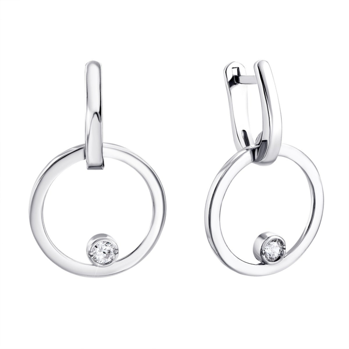 Серебряные серьги-подвески c фианитами. Артикул UG582771б