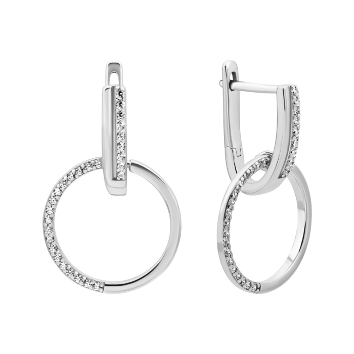 12345 Срібні сережки-підвіски з фіанітами. Артикул UG5SZDE06410 12345 грн1,810 12345