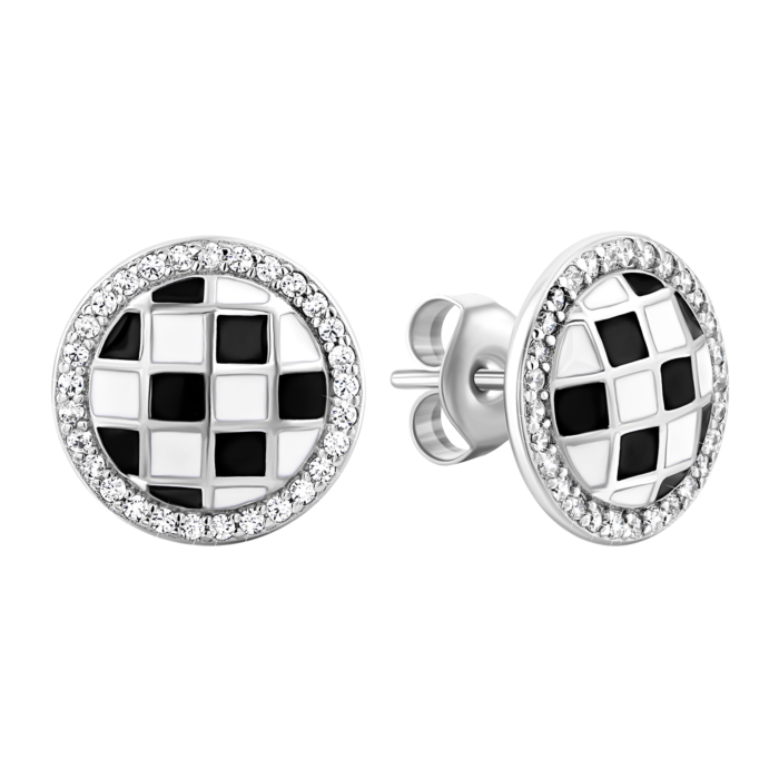 12345 Срібні сережки-пусети з емаллю і фіанітами.Артикул UG5AE02480 12345 грн1,555 12345