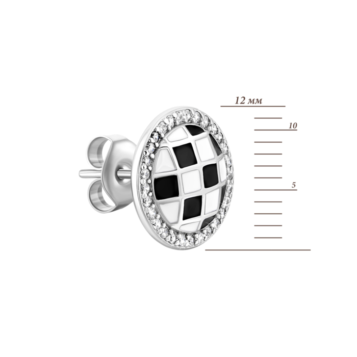 12345 Срібні сережки-пусети з емаллю і фіанітами.Артикул UG5AE02480 12345 грн1,555 12345