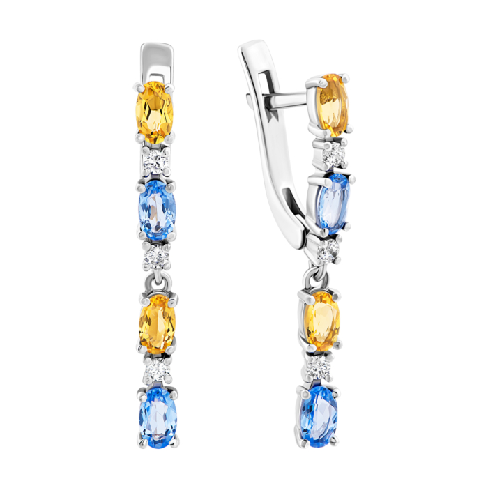 12345 Срібні сережки-підвіски з цитрином, кварцом Tanzanite і фіанітами.Артикул UG52285/1р-QTANCIT 12345 грн3,871 12345