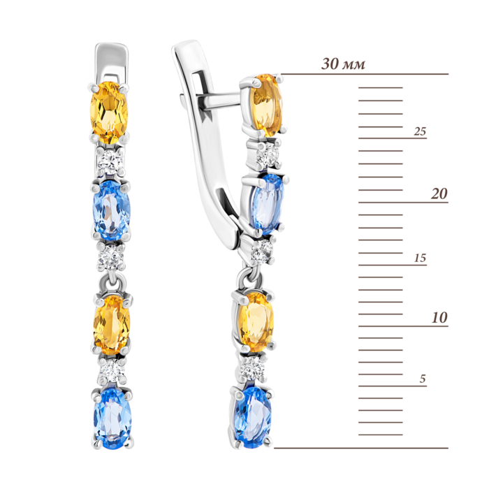 12345 Срібні сережки-підвіски з цитрином, кварцом Tanzanite і фіанітами.Артикул UG52285/1р-QTANCIT 12345 грн3,871 12345