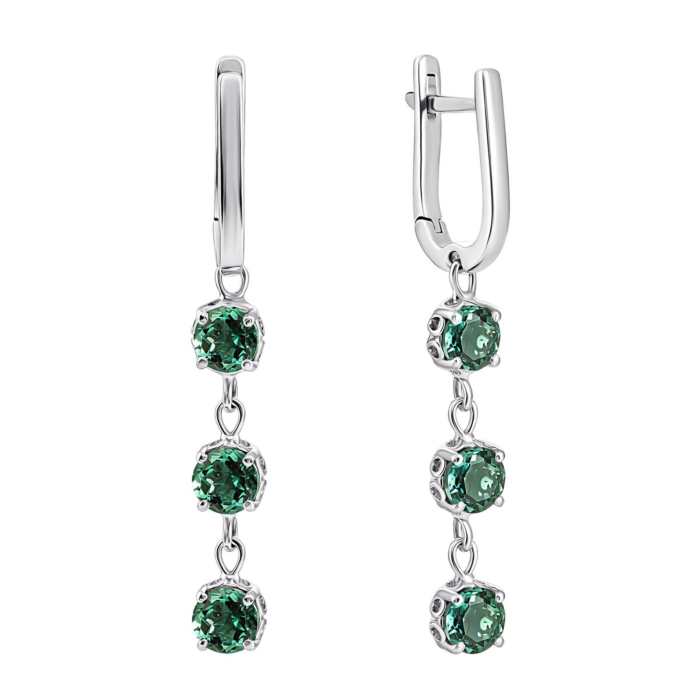 12345 Срібні сережки-підвіски з зеленим кварцом. Артикул UG52357/1р-QGR 12345 грн4,554 12345