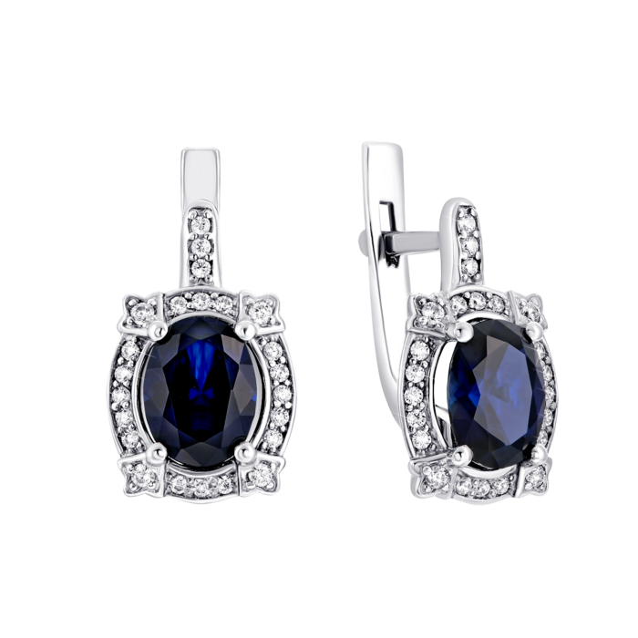 12345 Срібні сережки з гідротермальним сапфіром і фіанітами.Артикул UG52125/1р-HSPH 12345 грн4,383 12345