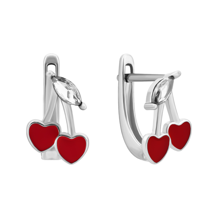 12345 Срібні сережки Вишеньки з фіанітами. Артикул UG5SZDE06210 12345 грн1,131 12345