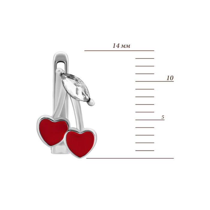 12345 Срібні сережки Вишеньки з фіанітами. Артикул UG5SZDE06210 12345 грн1,131 12345