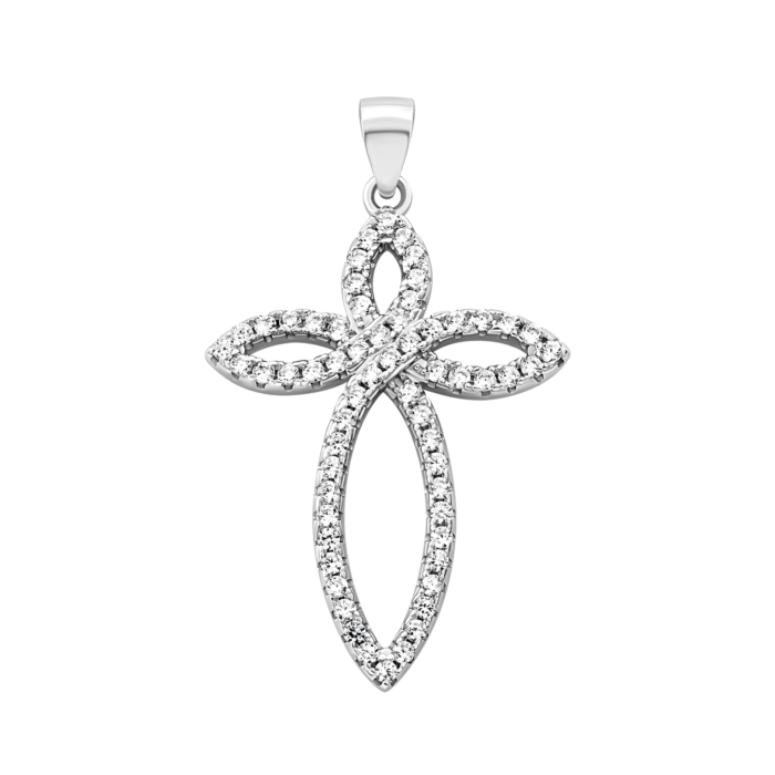 Серебряный крестик с фианитами.Артикул UG52P13316
