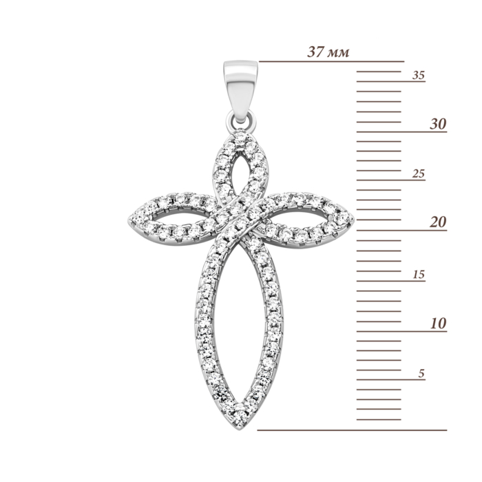 Серебряный крестик с фианитами.Артикул UG52P13316