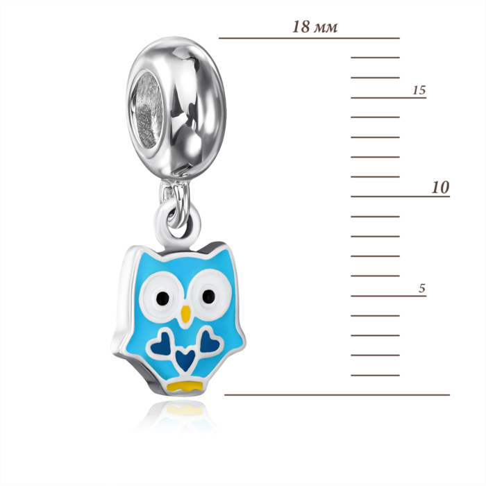 12345 Срібна намистина шарм «Сова» з емаллю. Артикул G1595-P/12/895 12345 грн932 12345