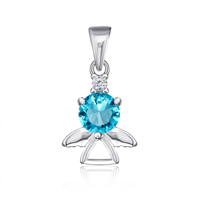 Срібна підвіска «Янгол» з фіанітами. Артикул P4803-P/12/1