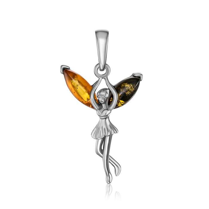 12345 Срібна підвіска «Фея» з бурштином. Артикул RdP529M-P/12/2787 12345 грн2,027 12345