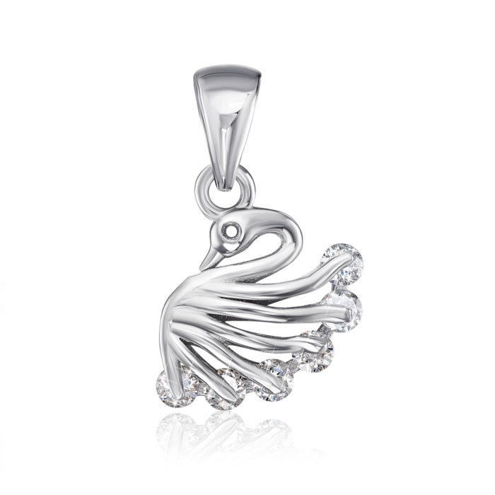 Серебряная подвеска «Лебедь» с фианитами. Артикул 1PE66466-P/12/1