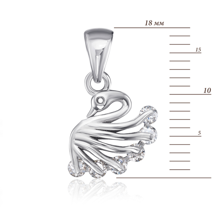 Серебряная подвеска «Лебедь» с фианитами. Артикул 1PE66466-P/12/1