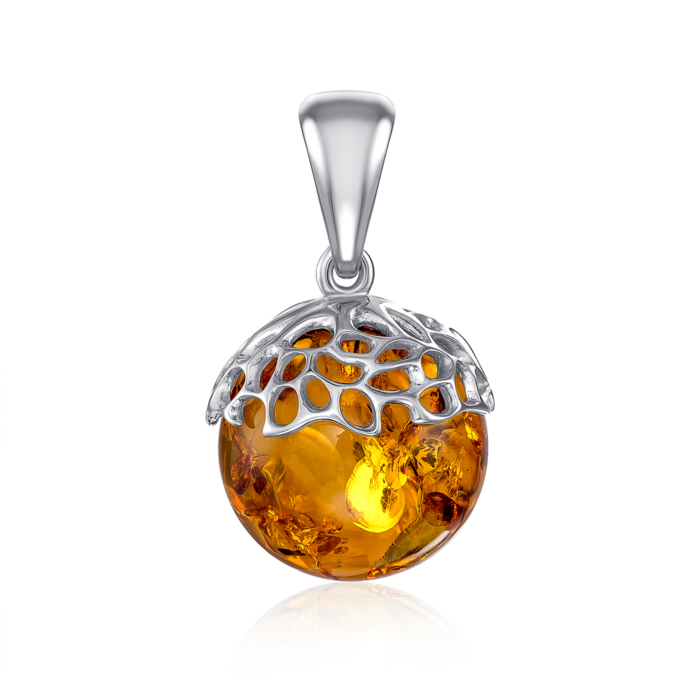 12345 Срібна підвіска з бурштином. Артикул RdP140C-P/12/2787 12345 грн2,225 12345