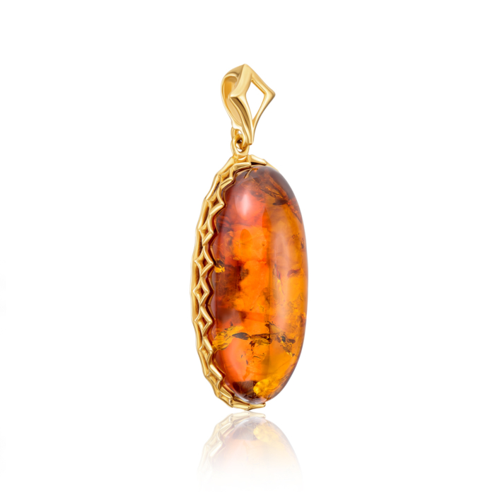 12345 Срібна позолочена підвіска з бурштином. Артикул P601C-GP-P/20/2787 12345 грн5,719 12345