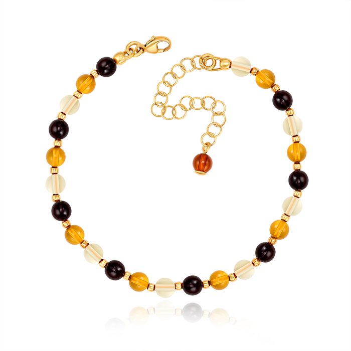 12345 Срібний позолочений браслет з бурштином. Артикул AuBBM.5mm-B/20/2787 12345 грн2,836 12345