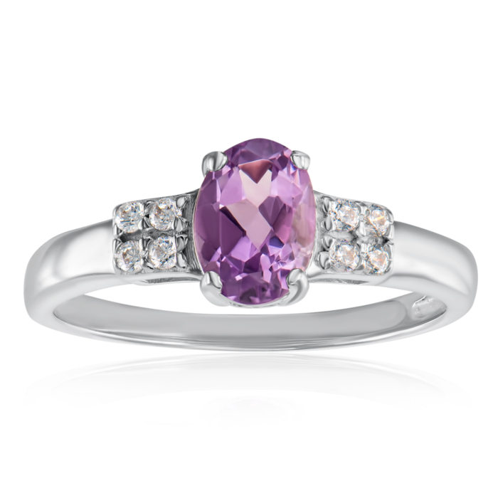 12345 Срібна каблучка з аметистом і фіанітами. Артикул R561-R/12/5134 12345 грн1,277 12345