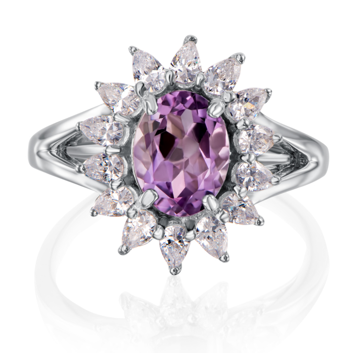12345 Срібна каблучка з аметистом і фіанітами. Артикул R599-R/12/5272 12345 грн1,654 12345