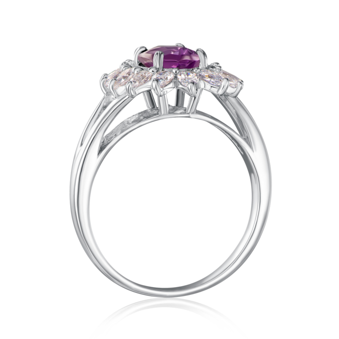 12345 Срібна каблучка з аметистом і фіанітами. Артикул R599-R/12/5272 12345 грн1,654 12345