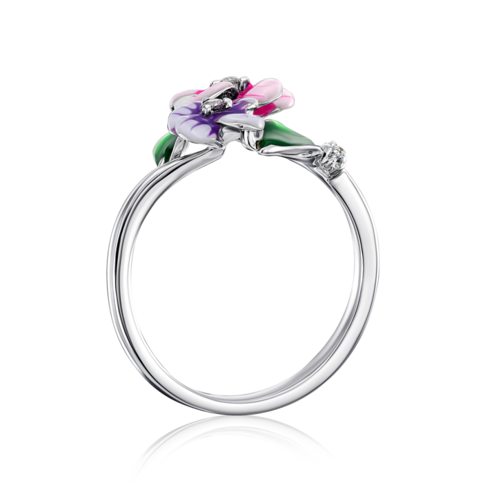 12345 Срібна каблучка з емаллю та фіанітами. Артикул 12067RA1-R/12/3487 12345 грн2,091 12345