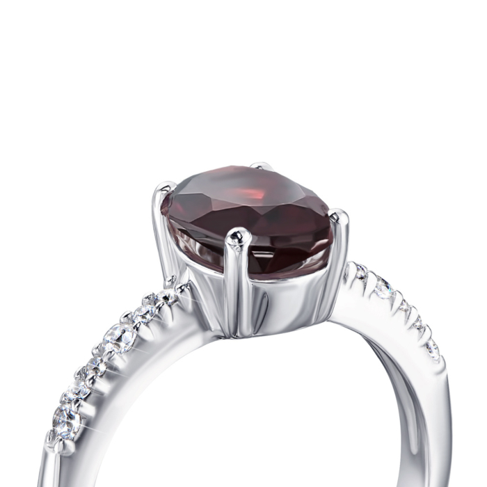 12345 Срібна каблучка з гарнатом і фіанітами. Артикул 1339/1р-GARN 12345 грн2,173 12345