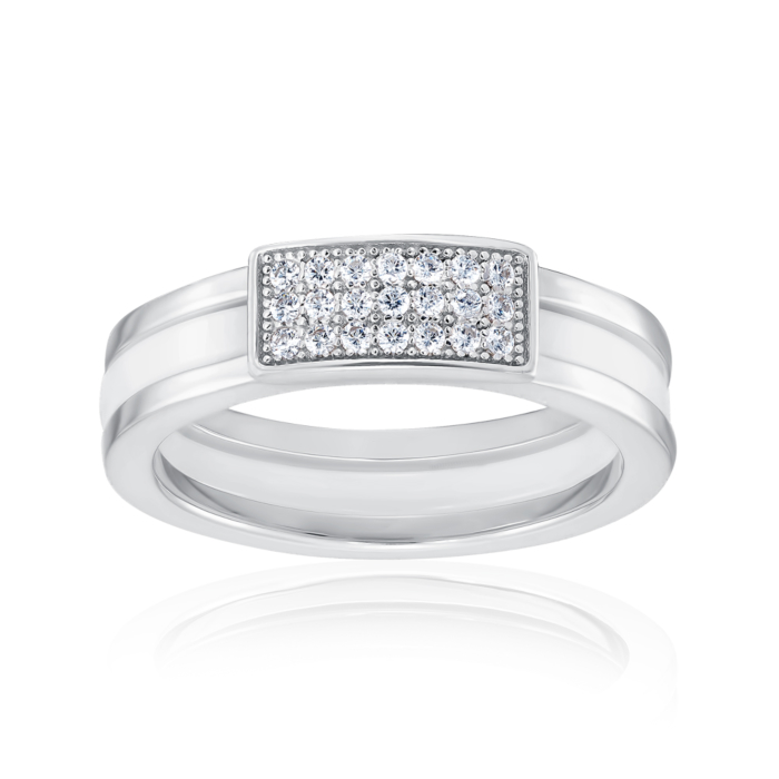 12345 Срібна каблучка з керамікою і фіанітами. Артикул RSS0662-W-R/12/1 12345 грн2,590 12345