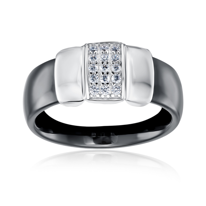 12345 Срібна каблучка з керамікою і фіанітами. Артикул SR2546-B-R/12/1 12345 грн2,128 12345