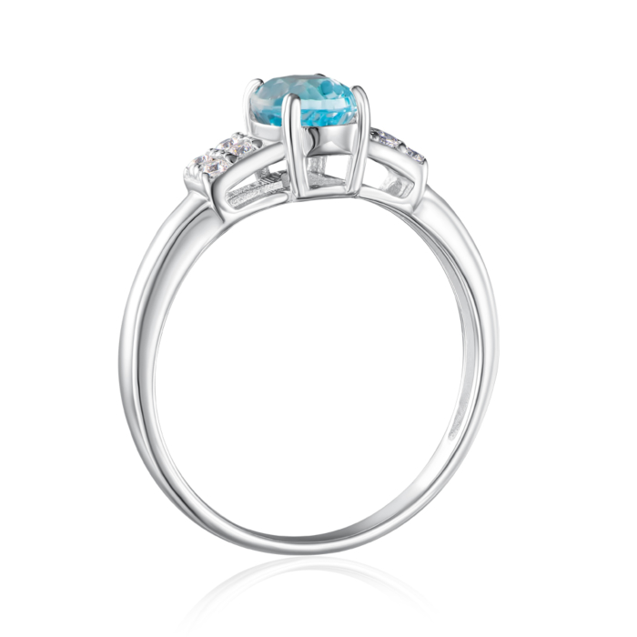 12345 Срібна каблучка з топазом sky і фіанітами. Артикул R561-R/12/7190 12345 грн1,277 12345